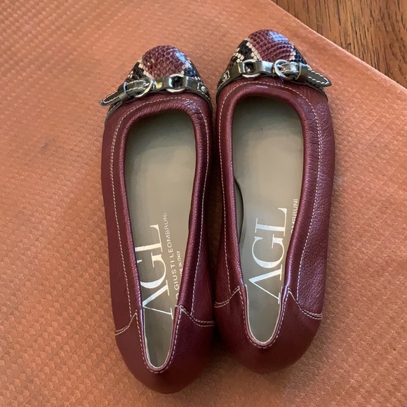 AGL Flats Size 36 Mauve w/ snakeskin print toe cap - Picture 4 of 10